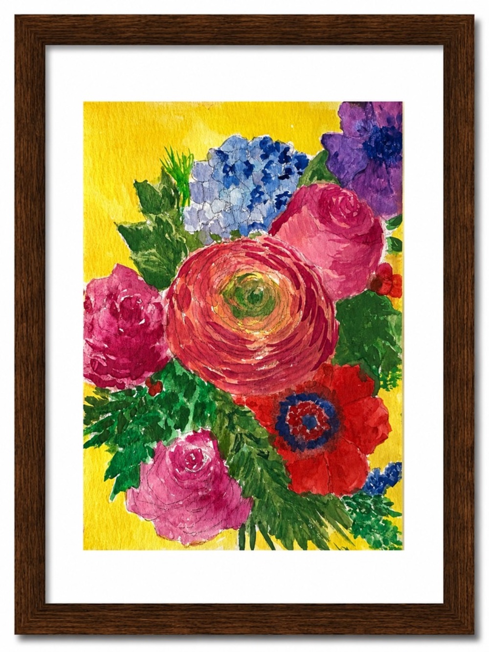 Framed original watercolor artwork painting